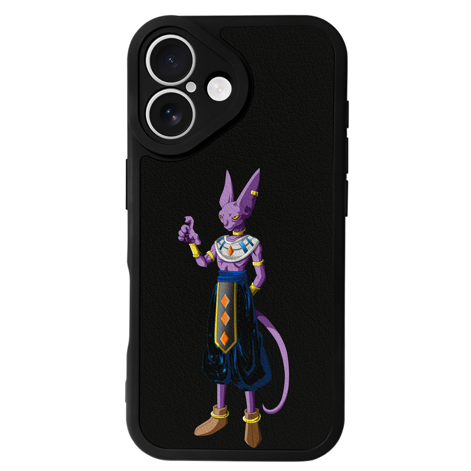 （画像用） ドラゴンボール ビルス 破壊神ビルス DRAGON BALL Beerus Birusu 【iPhone 16シリーズ対応】シリコンスマホケース（レザー調） 材質：シリコン